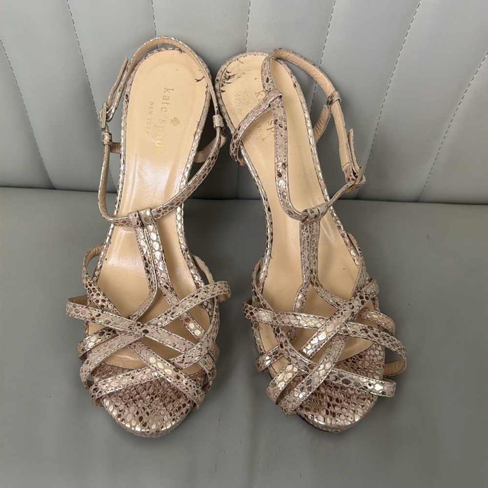 Kate Spade gold sandals.  Size 8.